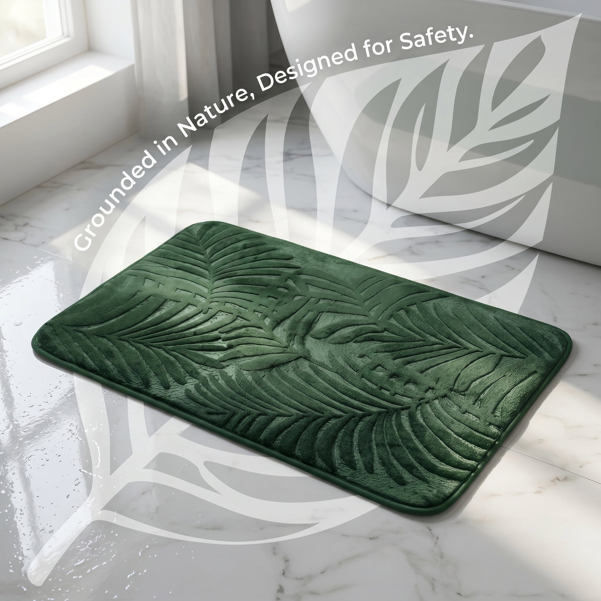 Unique Bargains Non Slip Absorbent Microfiber Plush Shaggy Bath Mat Green 32" x 20"