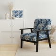 thumbnail image 2 of Designart "Serene Peony Damask IV" Blue Floral Upholstered Accent Chair - Cottage Arm Chair For Living Room, 2 of 5