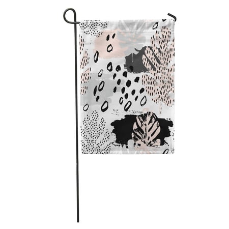 KDAGR Abstract Drawing in Scandinavian Modern Tropical Leaves Marbling Doodles Minimal Garden Flag Decorative Flag House Banner 12x18 inch