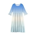 thumbnail image 5 of Abcomgle Girls Maxi Dresses 10-12 Casual A-Line 3/4 Sleeve Girls Long Dresses Gradient Crew Neck Sundresses Loose Tiered Dresses with Pockets,11-12 Years Light Blue, 5 of 6