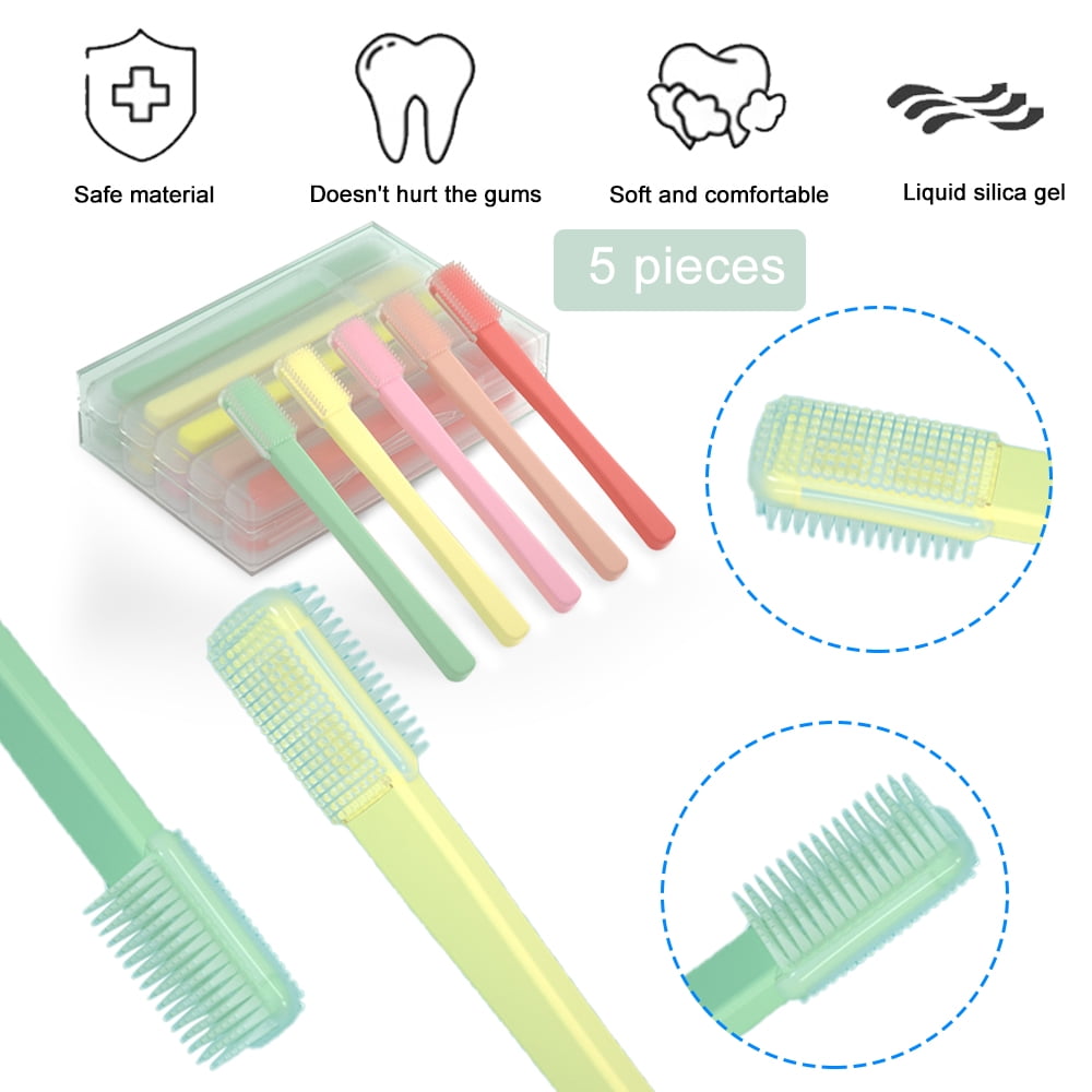 LNKOO 5 Pack - Baby Silicone Toothbrush, 0-2 Years, Soft Silicone , BPA Free | Toddler Toothbrush, Infant Toothbrush, Training Toothbrush, Includes Storage box(Multi-color） Unisex