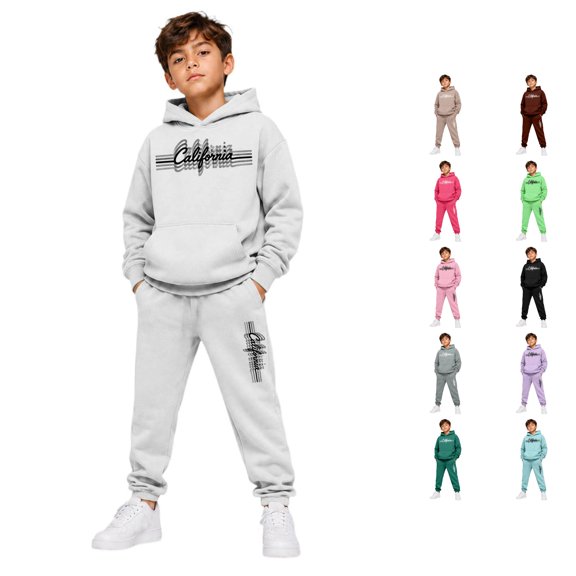 RMGVDSD Boys 2 Piece Sweatsuit Sets Casual Letter Print Hoodie Sweatshirts And Jogger Pants Fall Winter Outfits For School Casual Clothes 11-12 Years