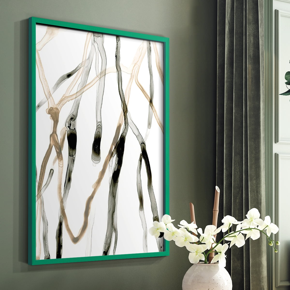 Runnel XI in Green Solid Wood 8 x 10 Framed Print