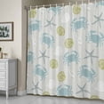 thumbnail image 5 of Ocean Blue Crabs Shower Curtain, Vintage Nautical Sea Yellow Seashell Starfish Waterproof Shower Curtain Set with 12 Hooks Lightweight Bath Curtains Fabric Bathroom Decor 48x72 Inches, 5 of 9