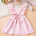 thumbnail image 7 of AUNVITO Toddler Girls Sweet Bow Striped Puff Sleeve Spaghetti Strap Summer Dress, 7 of 7