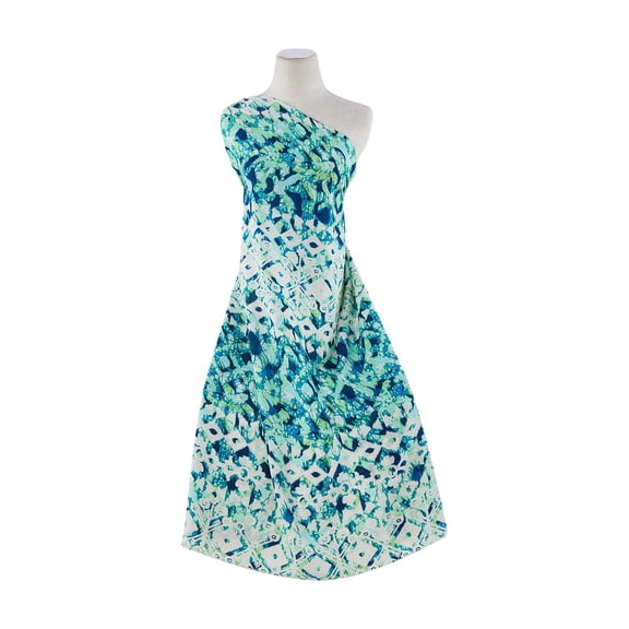 Zelouf Sonia Rayon Crepe Print  , Sewing, DIY, Crafts Fabric by the Yard, 741 Jade/navy, 3 Yard