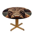 thumbnail image 3 of BCIIG Long Horn Steer Round Table Cover Stain Resistant Washable Perfect for Indoor Outdoor Kitchen Dining Wedding Parties with Elastic Edge 100% Polyester Fiber 38-42, 3 of 8