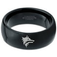thumbnail image 2 of Tungsten Wolf Wolfpack Pack Canine Dog Band Ring 8mm Men Women Comfort Fit Black Dome Polished, 2 of 4