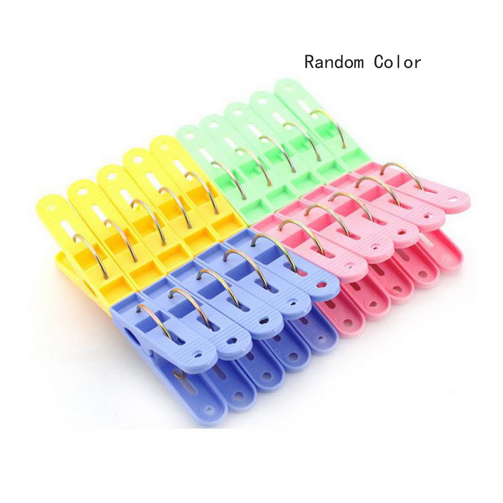 12pk Clothes Pegs Strong Grip Plastic Rubber Laundry Washing Line Airer Hanging 