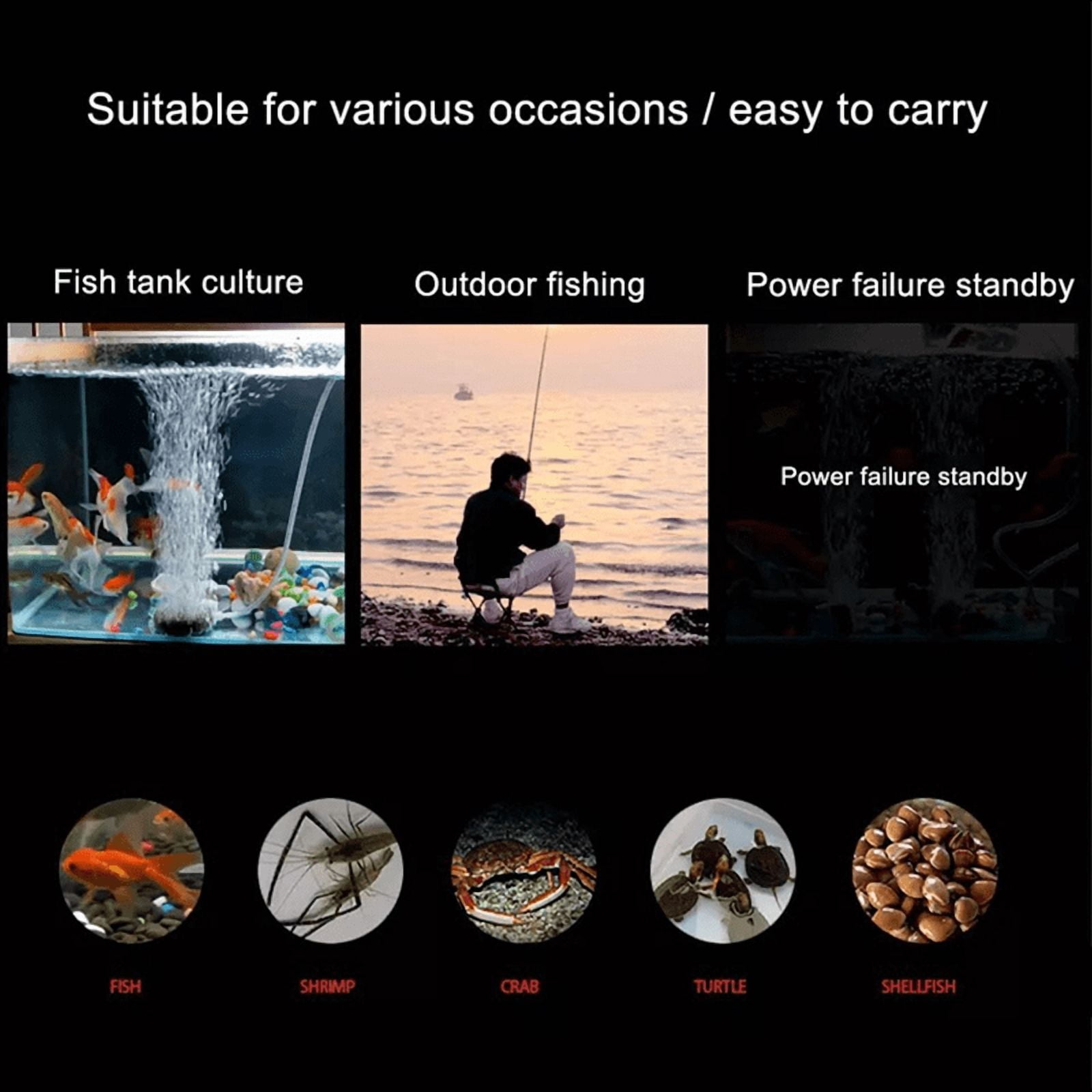 20W Aquarium Air Pump Solar Power Oxygenator for Fish Tank Oxygen Pump USB Charging Pond Water Pump,1 x Solar Aquarium Oxygen Pump Set,Black