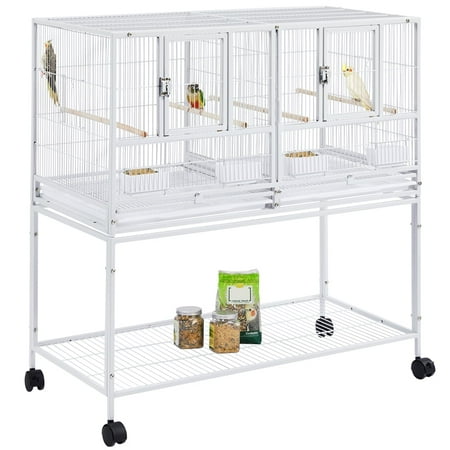 Yaheetech Stackable Divided Breeder Cage with Rolling Stand, White