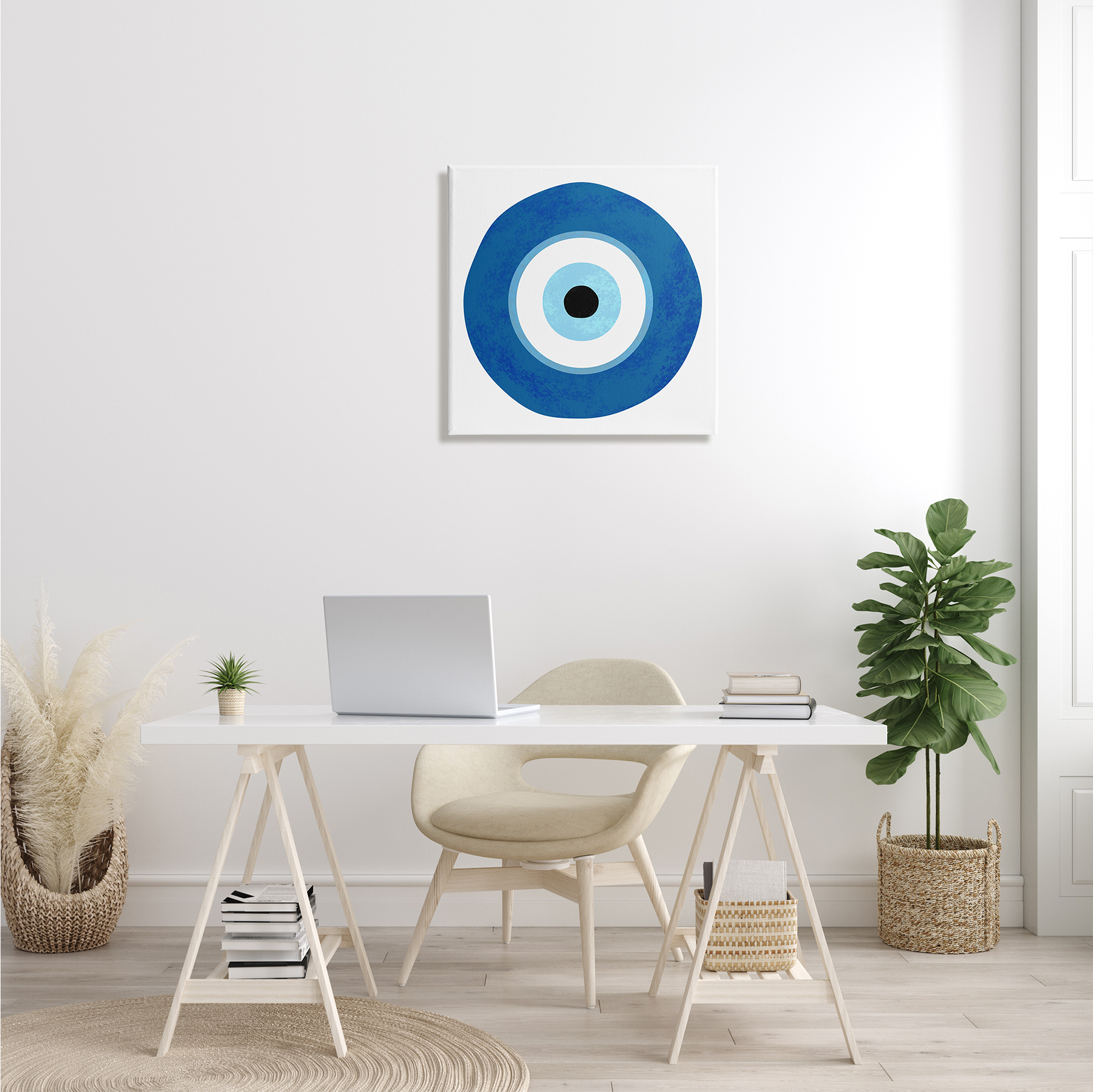 Stupell Industries Eye Centric Bold Blue Abstract Circular Dominant Shapes, 24 x 24, Design by Ziwei Li