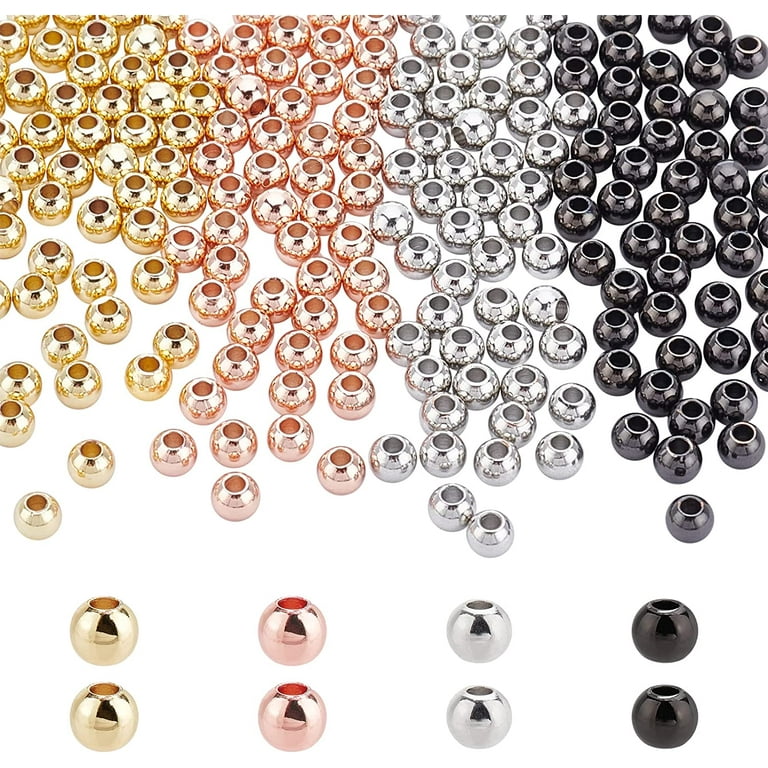 NBEADS 100 Pcs 6mm 304 Stainless Steel Smooth Flat Round Metal Spacer Beads  Loose Beads for DIY Jewelry Making Findings 
