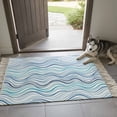 thumbnail image 5 of Kitchen Runner Rugs, Coastal Blue Gradient Stripe 3'x5' Throw Rug with Tassels, Modern Ocean Wave Line Washable Soft Floor Carpet Runner for Hallway Bedroom Bathroom Laundry Room, 5 of 9