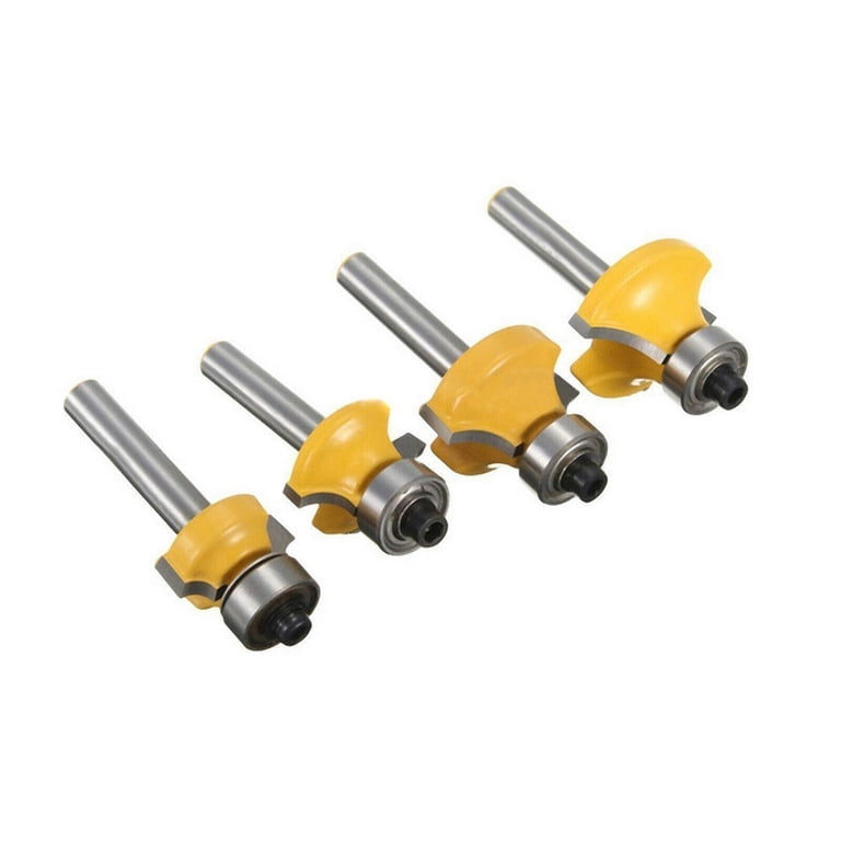 6-Piece Round Over Router Bits Set - 1/4 Inch Shank, Radius Sizes 1/8" To 1/2" For Edge Forming On Wood