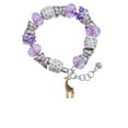 thumbnail image 3 of Delight Jewelry Goldtone Brown Giraffe Purple Butterfly Bead Charm Bracelet, 7"+1" Extender, 3 of 5