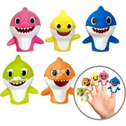 Nickelodeon Baby Shark 5 Pc Finger Puppet Set - Party Favors, Educational, Bath Toys, Story Time, Beach Toys, Playtime,5 Count (Pack of 1)