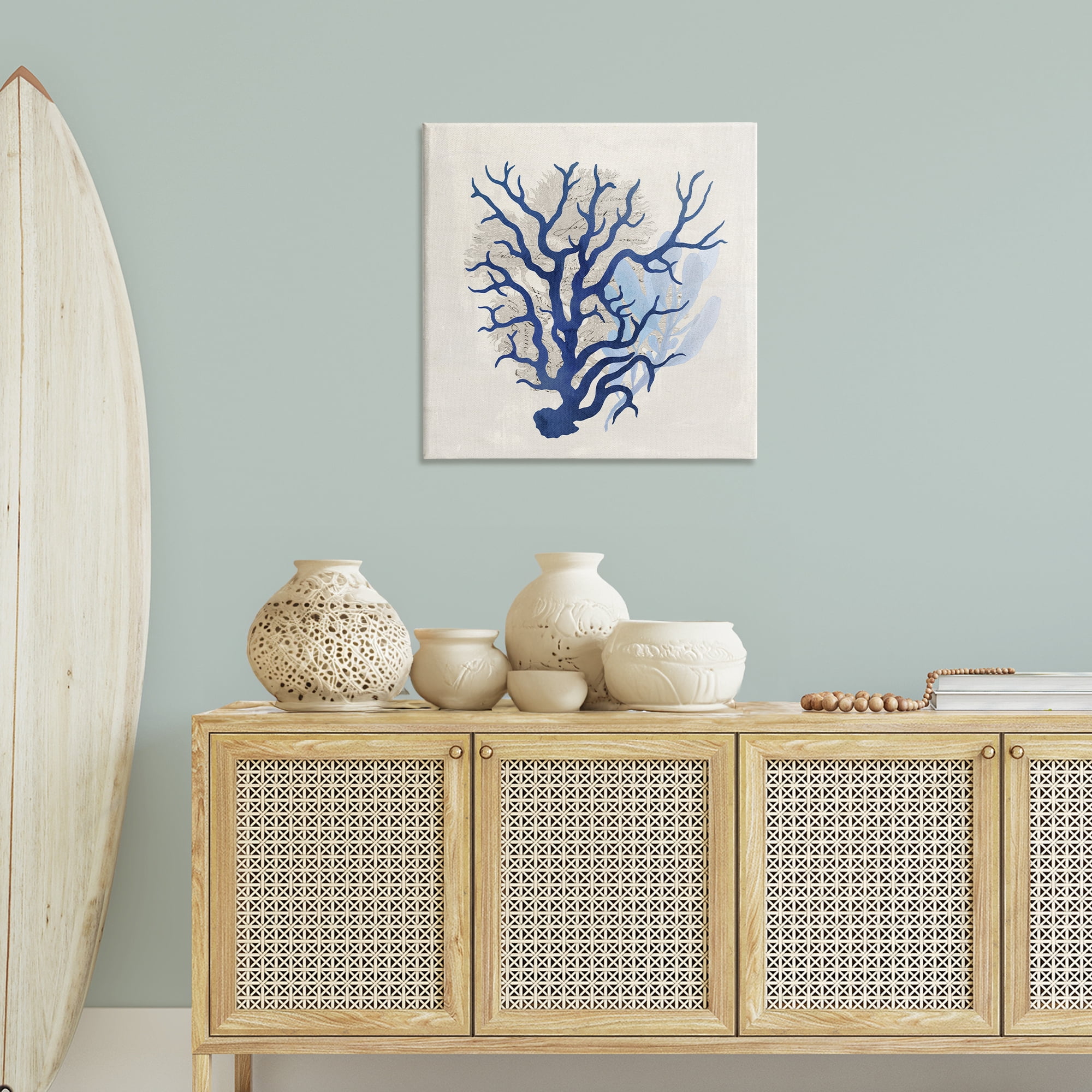 Stupell Industries Blue Coral Branches Nautical & Beach Painting Wrapped Canvas Art Print Wall Art, 30 x 30