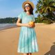 thumbnail image 4 of Balery Blue Marble Vestidos sueltos de manga corta para mujer, vestidos de verano 2025, vestidos casuales de corte A con vuelo., 4 of 6