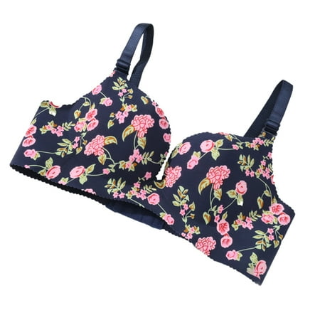 

YXGla Brassiere Floral Print Seamless Women Padded Gathering Bra for Daily Wear