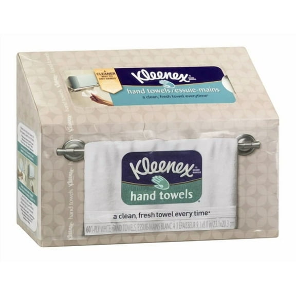 Kleenex 60 Count Paper Towels 1 Ply Absorbent Hand Towels White 9X3 Inches