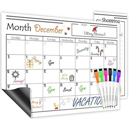 Magnetic Dry Erase Calendar and Shopping List, Great for Your Office or
