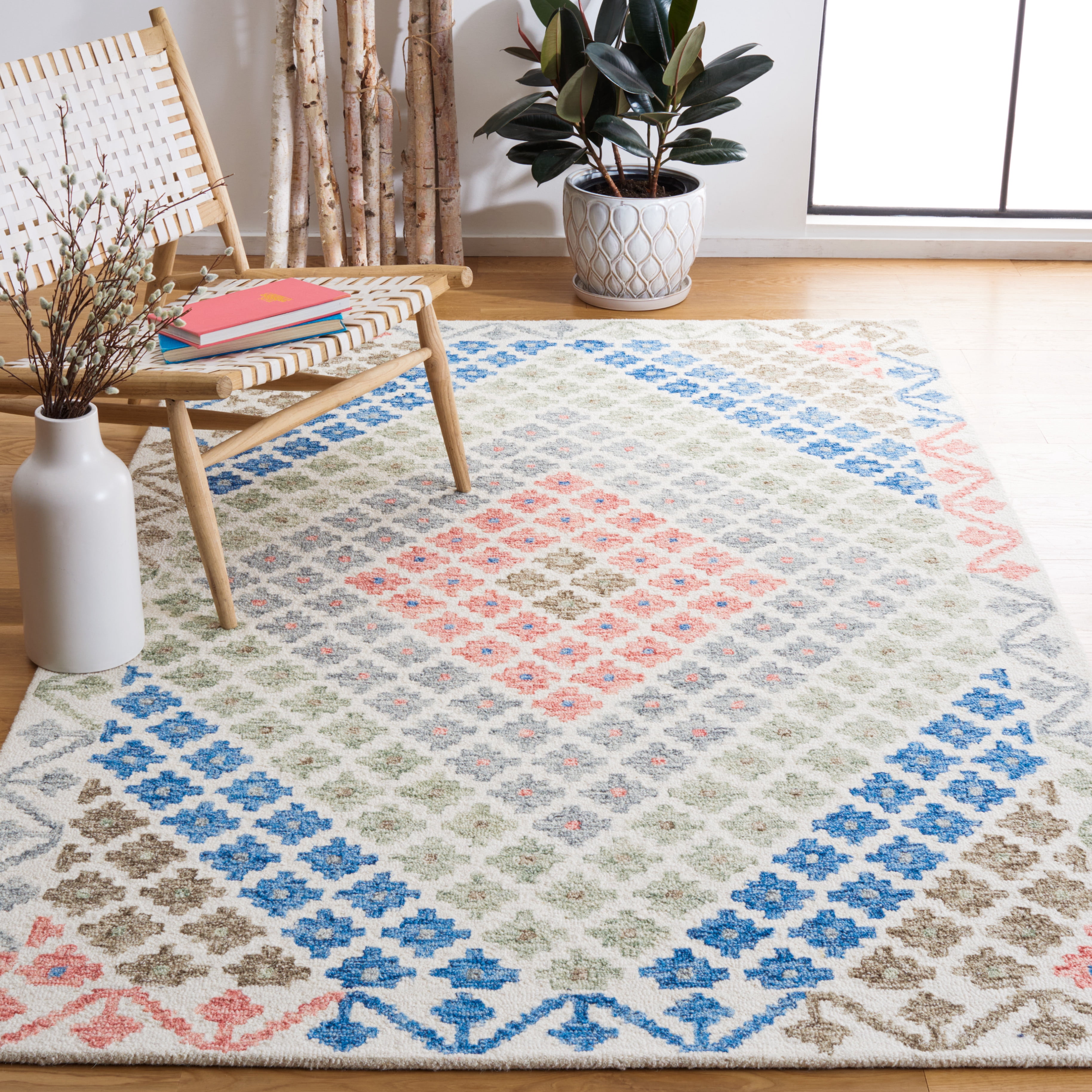 SAFAVIEH Metro Joselyn Floral Area Rug, Ivory/Blue, 3' x 5'