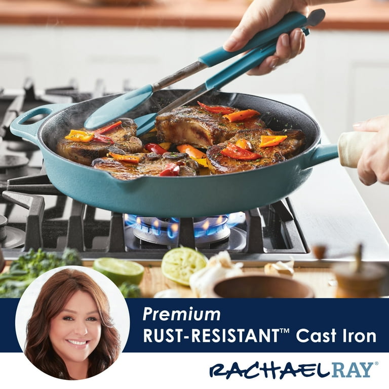 Rachael Ray Nitro Cast Iron Skillet 12-in ,Agave Blue