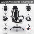 thumbnail image 5 of HOQBN Ergonomic Gaming Chair with Massage Lumbar Support, Headrest, Footrest, Adjustable Backrest Video Game Chairs for Home Office,Black White, 5 of 8