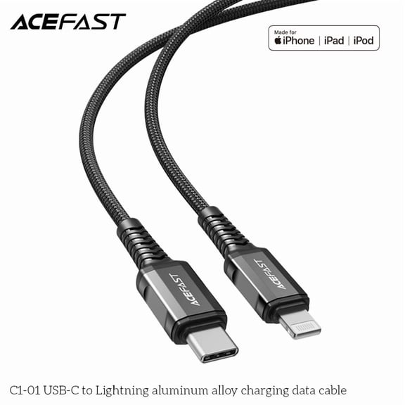 ACEFAST C1-01 USB-C to Lightning Aluminum Alloy Fast Charging Data Cable - Black Premium