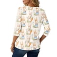 thumbnail image 2 of HAVUITYY Easter 3/4 Sleeve Sweaters for Women, Cute Printed Womens Lightweight Crew-neck Tops, Women's Spring Loose Pullover, 2 of 5
