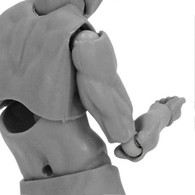 Figure Model PVC Action Figure Drawing Model Movable Joint Pedestal Support Artist Draw Painting Model Mannequin Jointed Doll Gray Male