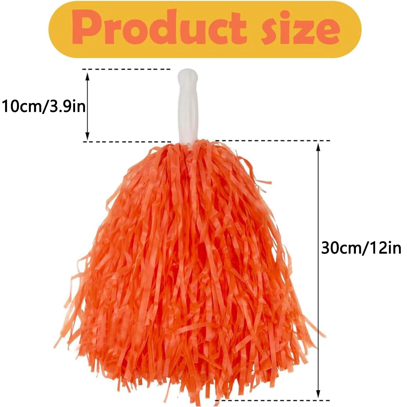 Matte Cheerleading Pom Poms - Soft Plastic with Baton Handle for Sports & Parties(12PCS)
