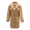 thumbnail image 6 of Women's Wool Blend Trench Coat Mid Length Double Button Front Elegant Slim Fit Overcoat For Fall Winter Casual Wear, 6 of 7