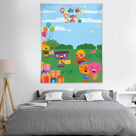 Tapestry for Super Simple Song wall hanging Bedroom Dorm Funny Backgrounds Poster Wall Art Decorations Kids Girls Teens Gifts Funny 40×30 inch