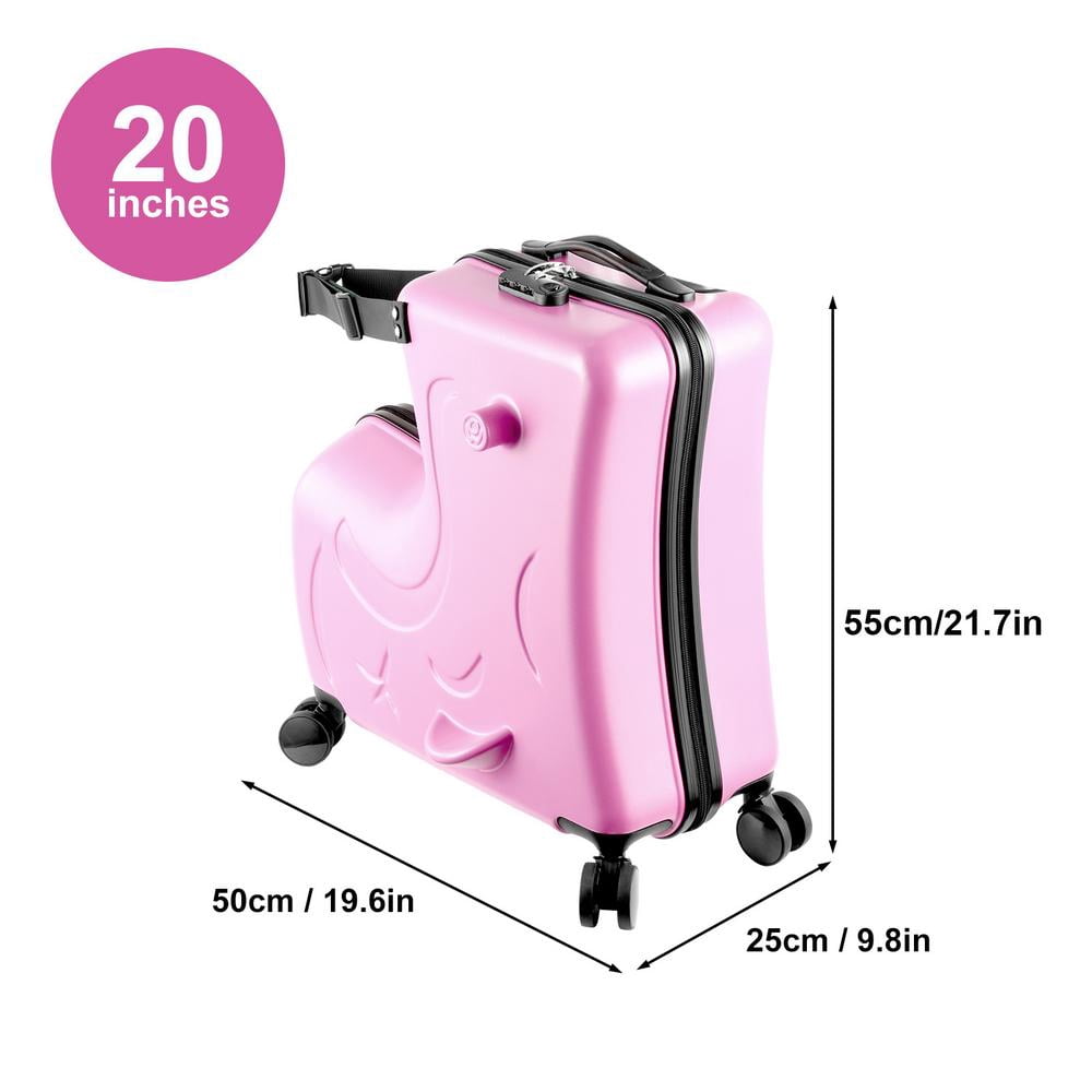 WAASOSCON 3-6 Years Old Ride-On Suitcase with 360° Swivel Wheels and Rear Brake, 20 Inch Airplane-Approved Luggage with 3-Digit Lock, Anti-Scratch Frosted Design