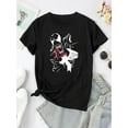 thumbnail image 3 of Women's Fashionable Black Monster Graphic Tee - Casual Round Neck Short Sleeve, Comfortable Polyester Blend, Perfect for Summer & Holiday Wear, 3 of 8