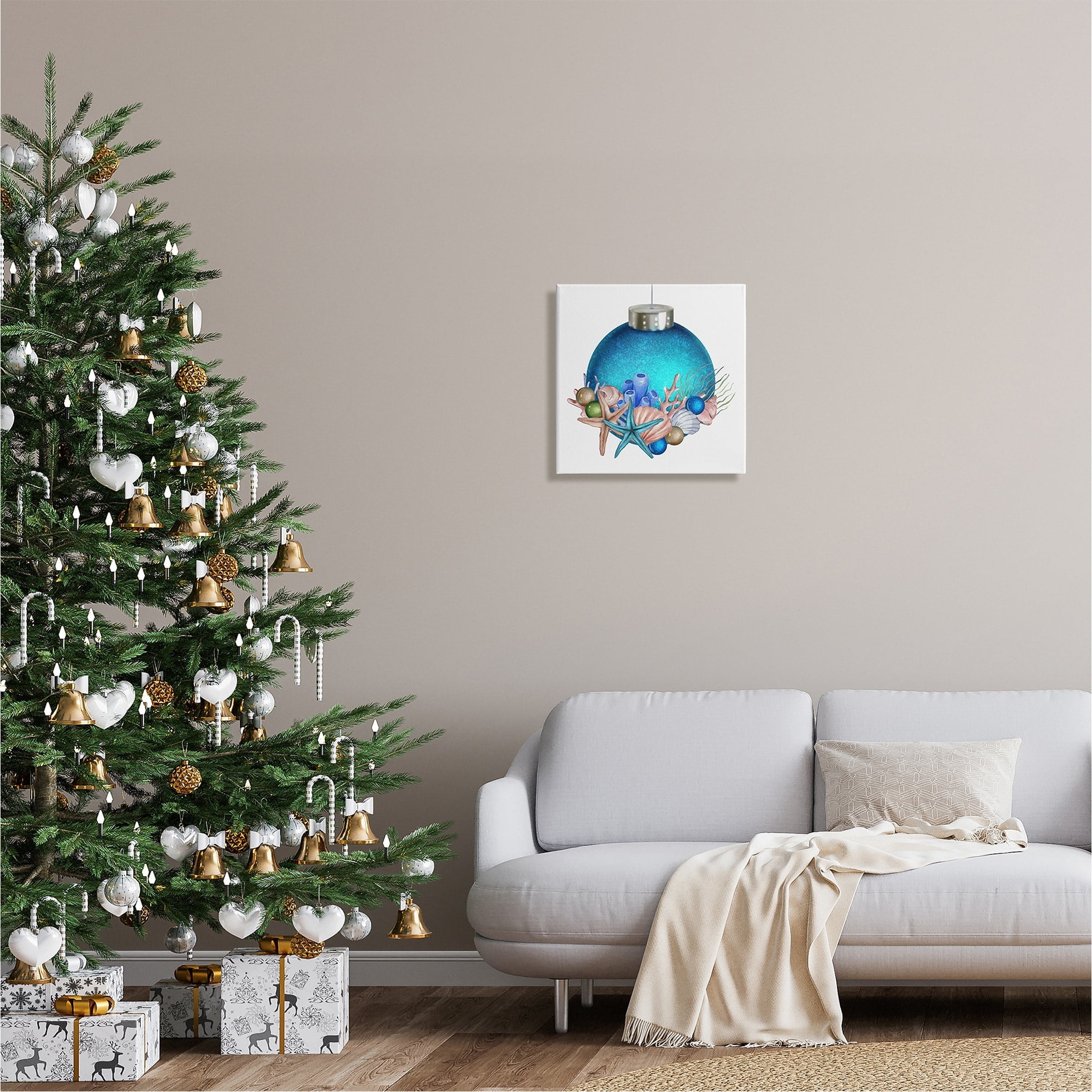 Stupell Industries Nautical Sea Life Holiday Ornament Holiday Painting Gallery Wrapped Canvas Print Wall Art