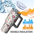 thumbnail image 5 of 40oz Pioneer Flower Floral Print Pattern Insulated Tumbler with Handle, BPA-Free Leak Proof Lid and Straws, Double Wall Vacuum, Hot 12h/Cold 34h, 5 of 6