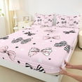 thumbnail image 3 of Manfei Polka Dots Bow Bed Sheets 4pcs for Girls, Striped Bowknot King Sheets, White Pink Stars Sheet Set, Breathable Home Decor, 3 of 6