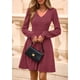 thumbnail image 4 of Vestido PRETTYGARDEN Otoño 2025 Cuello en V Manga Larga Rojo Vino 2XL, 4 of 8