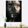 thumbnail image 2 of Designart ' Portrait of A African American Girl with Gold Makeup ' Modern Canvas Wall Art Print, 2 of 4