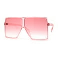 thumbnail image 2 of Pop Color Oceanic 80s Squared Rectangular Thin Plastic Oversize Sunglasses All Pink, 2 of 4