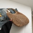 thumbnail image 6 of husxh Women Vintage Shoulder Bag Large Capacity Retro Straw Handbag Hasp Closure Simple Weaving Handbag Ladies Summer Daily Bag, 6 of 9