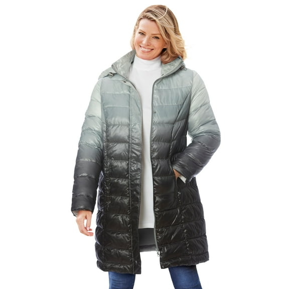 Woman Within Plus Size Long Packable Puffer Jacket