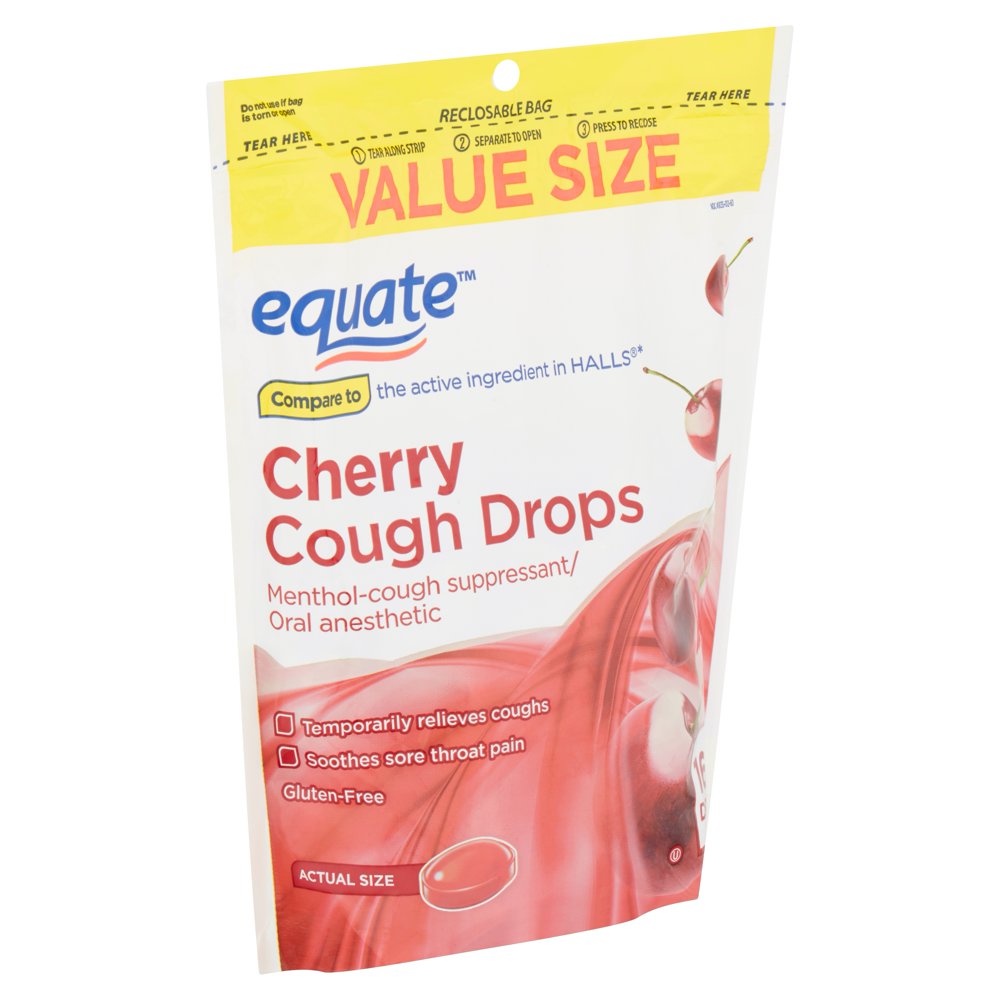Equate Value Size Cherry Cough Drops with Menthol, 160 Count Walmart