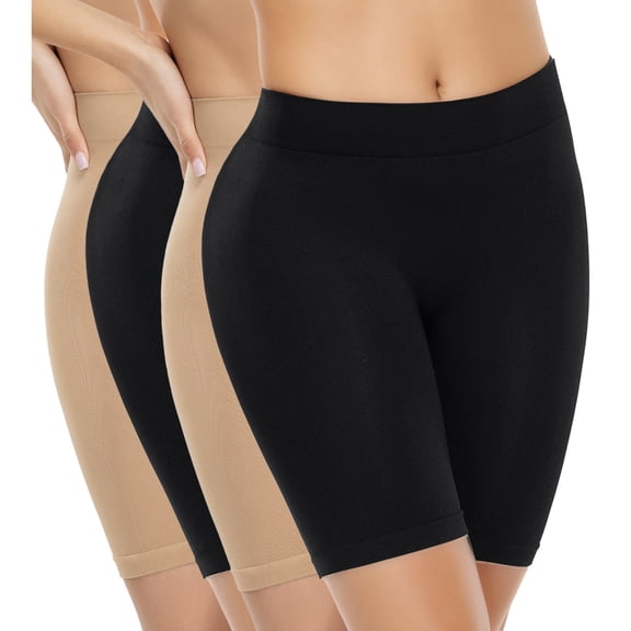 ATTLADY 4-pack ATTLAD Slip Women Seamless Smooth Boyshorts Panties Anti-chafing Underwear Shorts For Dresses