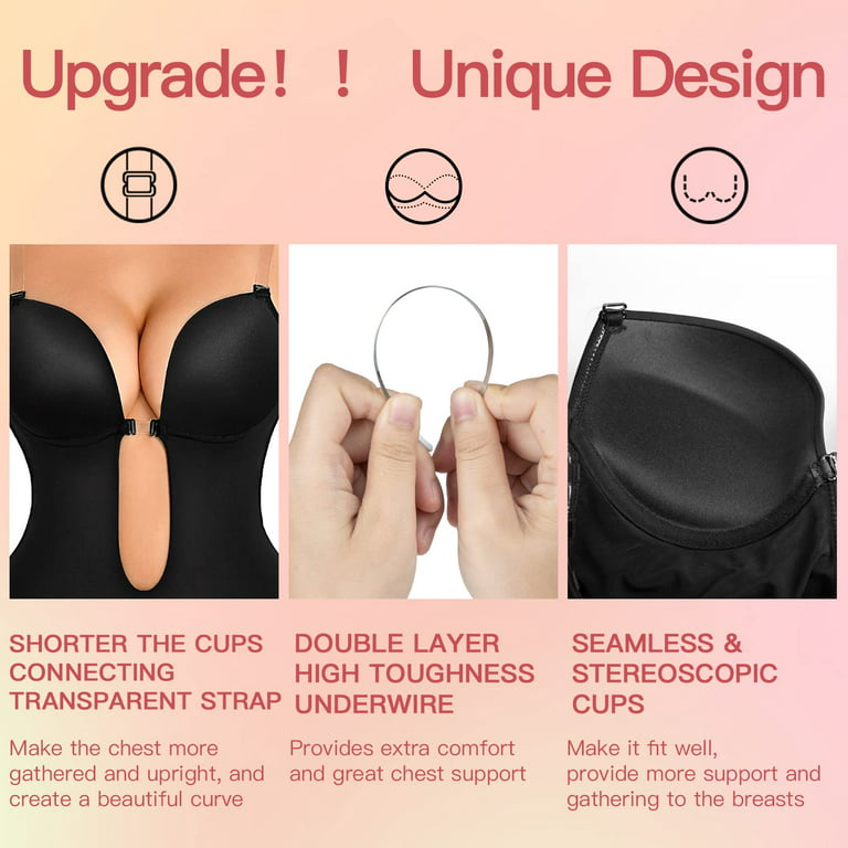 Women Shapewear Backless Body Bra Shaper Womens Plus Size Plunge Invishaper Low  Back Thong Bodysuits Open Crotch Daily Use(Black M) - Yahoo Shopping