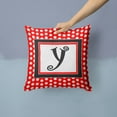 thumbnail image 2 of Carolines Treasures CJ1012-YPW1414 Monogram - Initial Y Red Black Polka Dots Decorative   Canvas Fabric Pillow 14Hx14W, 2 of 4