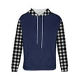 thumbnail image 3 of Mens Hoodies Color Block Checked Printed Sweatshirts with Pockets Fleece Lined Hooded Pullover Fall Outwears Work Wear Sweaters Loose Hoody Long Sleeve Tops Sportswear M-4XL, 3 of 5